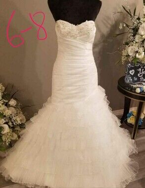 Strapless White Ruffled Mermaid Wedding Dress